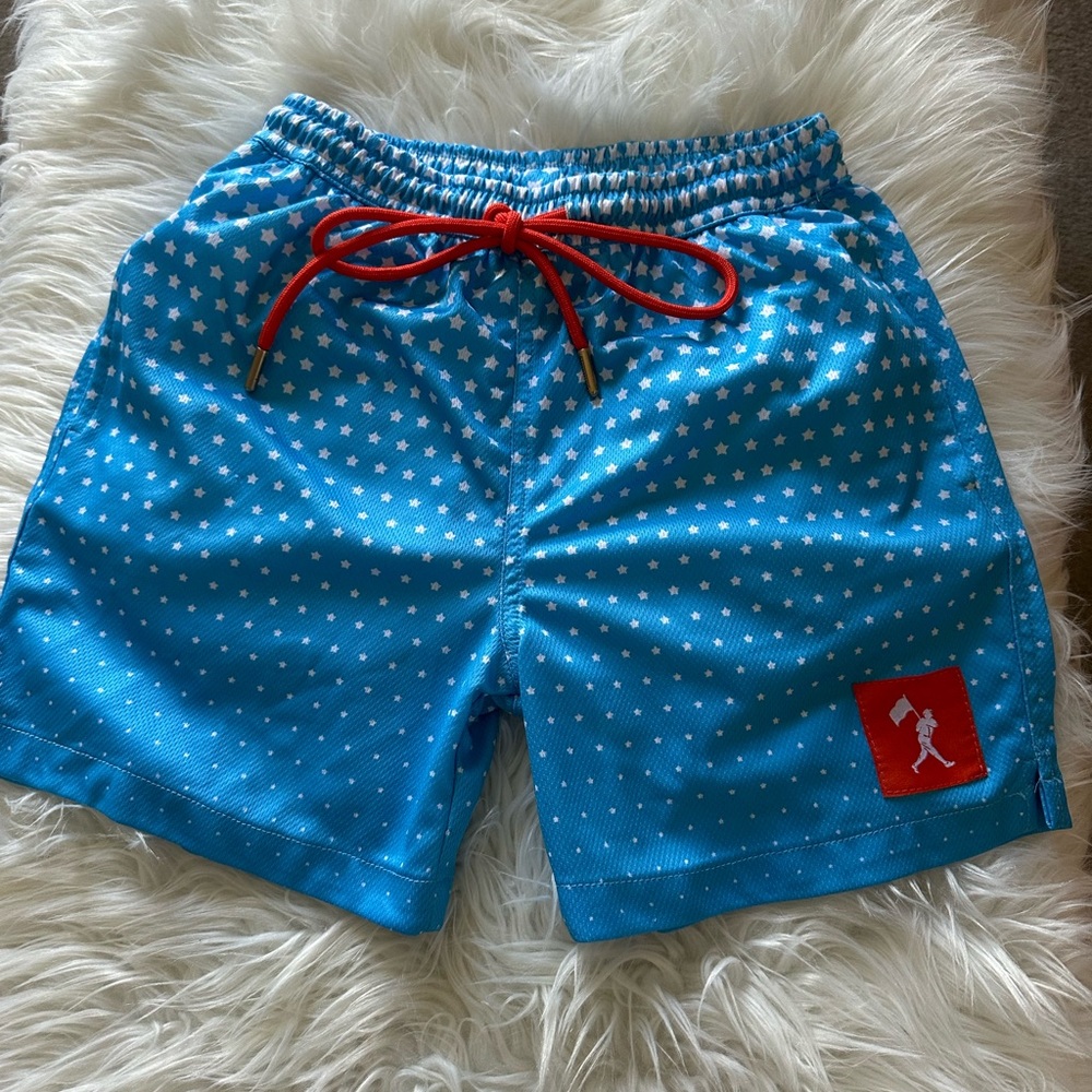 Blue with white stars. Size YM